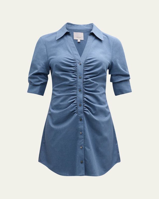 Elina Ruched Short-Sleeve Mini Dress